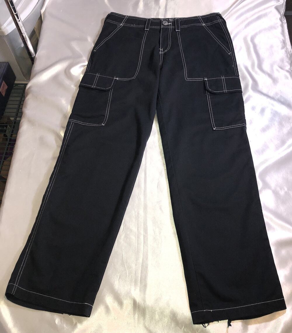 True Religion Brand Jeans Straight Leg Cargo Streetwear Pants Black Size 30